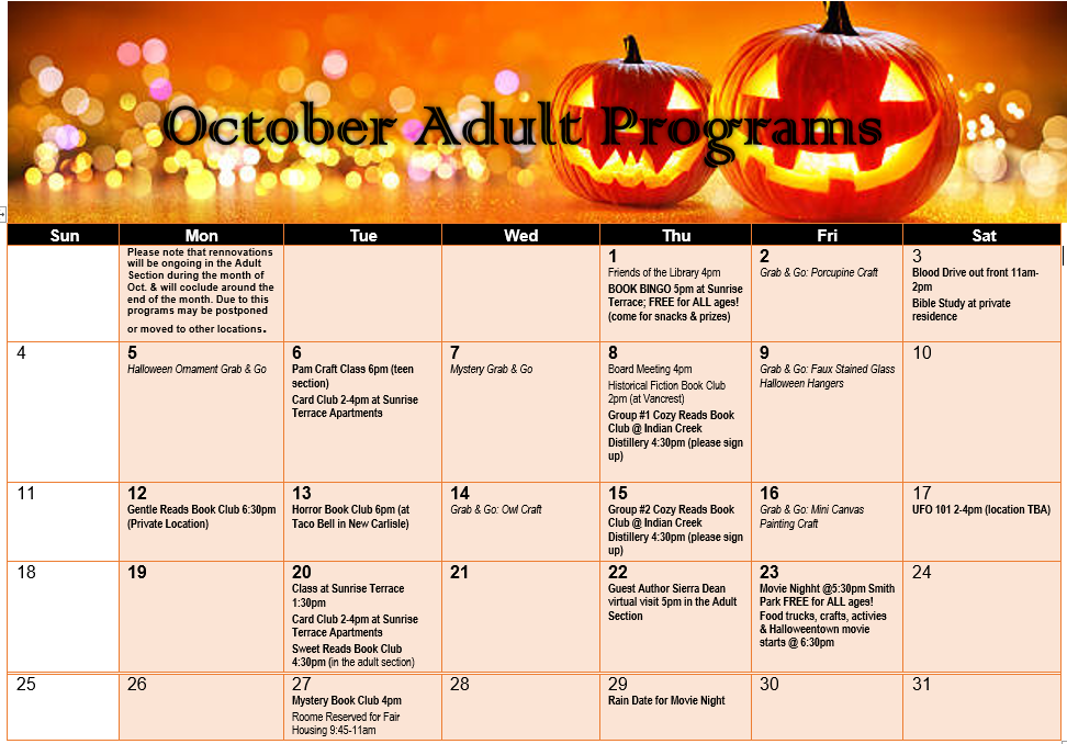 october updated calendar