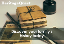 Heritage Quest offers genealogy and local history resources.  It can be used from home.