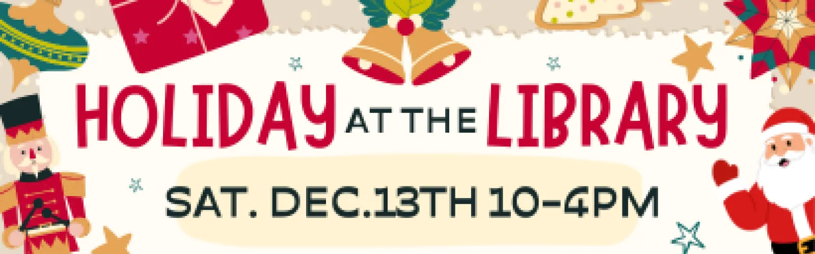 Holiday at the library banner 